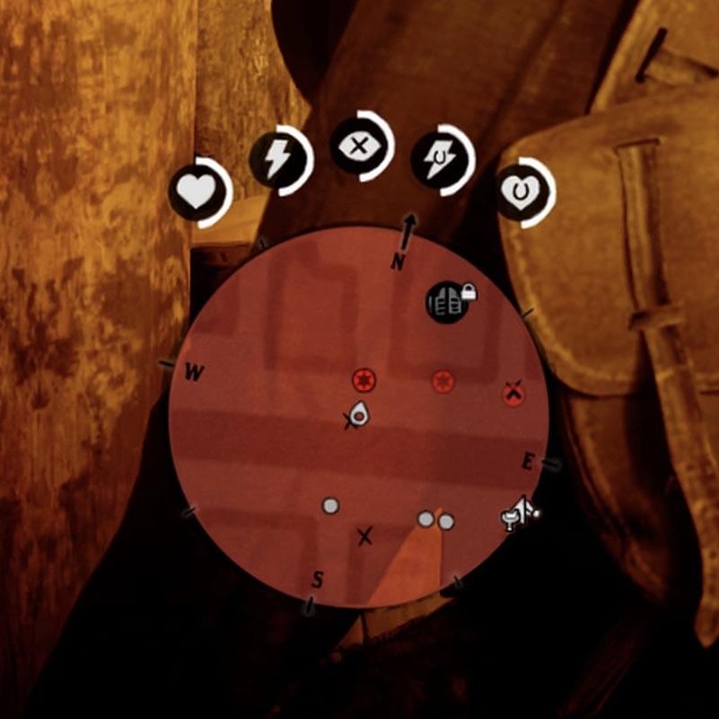 A close-up of the mini-map. Enemies are in red, neutrals are in gray.